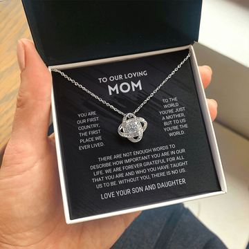 litzzy Litzzy Love Knot Necklace To Our Mom, You're The World From Son And Daughter Jewelry   