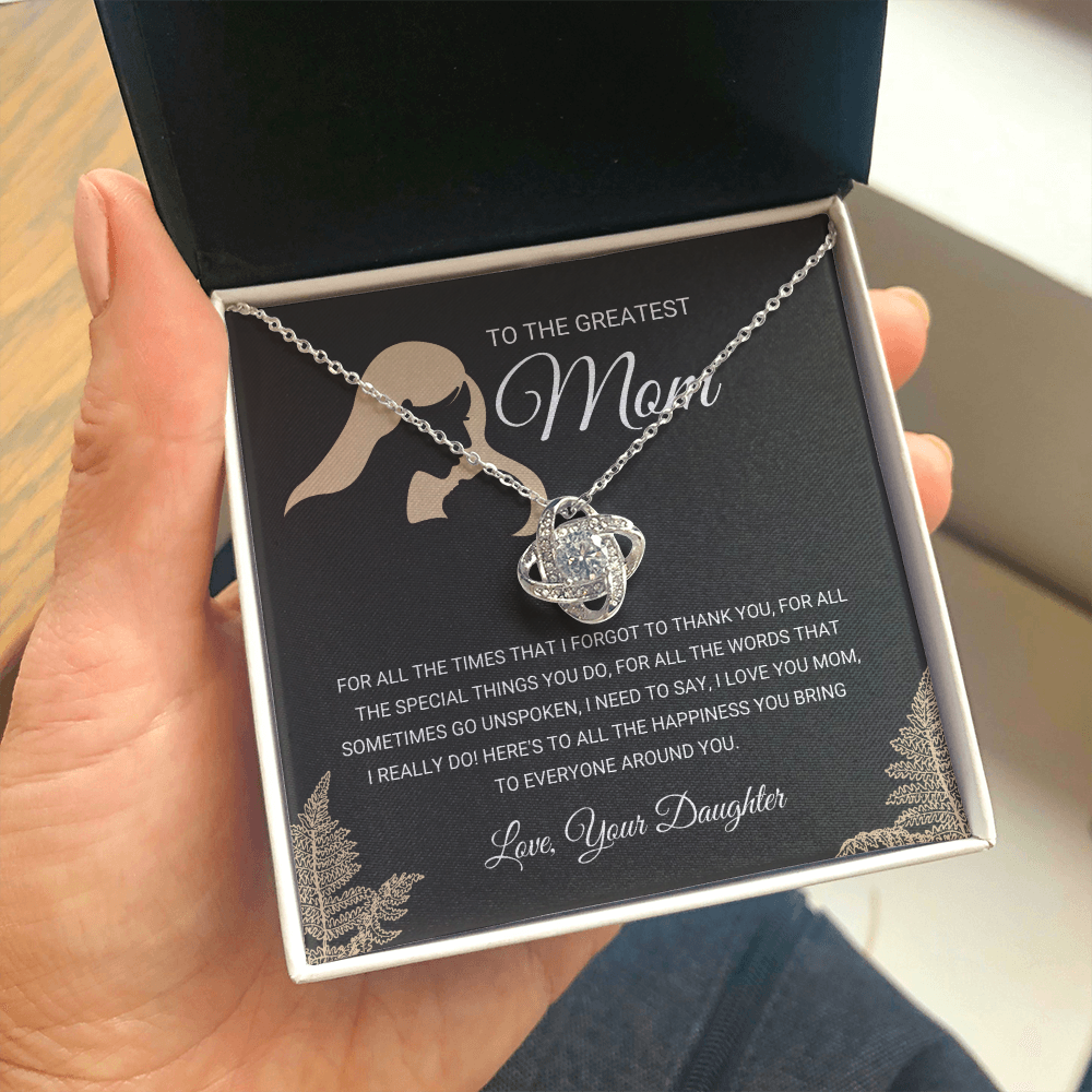 litzzy Greatest Mom - Love Knot Necklace Gift From Daughter - Litzzy Mother's Day Gifts Necklace Jewelry   