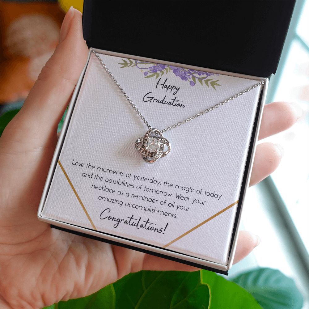 litzzy Happy Graduation Love Knot Necklace - Gifts For Wife Necklace Valentines Day Custom Made Romantic Gift For My Best Wife Ever    