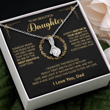 litzzy To My Beautiful Daughter - Always Keep Me In Your Heart - Alluring Beauty Necklace jewelry Two Toned Box  
