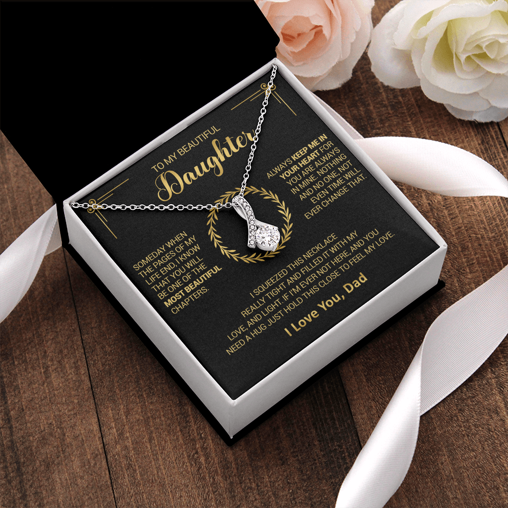 litzzy To My Beautiful Daughter - Always Keep Me In Your Heart - Alluring Beauty Necklace jewelry   