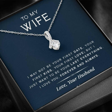 litzzy To My Wife - Last Everything - Gift For Birthday, Anniversary - Necklace Gift For Her, Wife, Girlfriend, Anniversary, Wedding, Valentine, Birthday with Message Card Jewelry Standard Box  