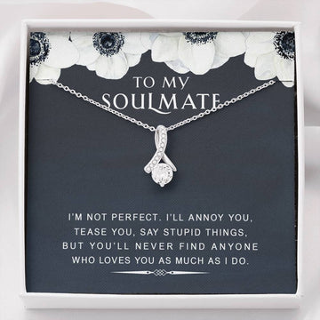 litzzy To my Soulmate - I’m Not Perfect - Gift For Valentine, Mother's Day, Birthday, Anniversary - Alluring Necklace - Necklace Gift For Her, Wife, Girlfriend, Anniversary, Wedding, Valentine, Birthday with Message Card Jewelry Standard Box  