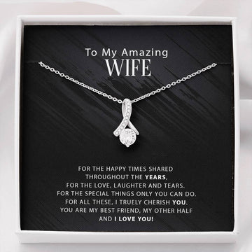 litzzy To My Amazing Wife - For The Happy Times Shared Throughout The Years - Alluring Necklace - To My Wife, Gift For Wife Jewelry Standard Box  