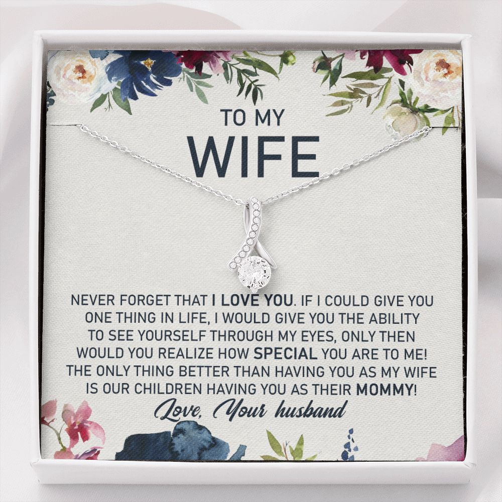 litzzy To My Wife, The Only Thing Better Than Having You As My Wife Is Our Children Having You As Their Mommy - Alluring Necklace - Necklace Gift For Her, Wife, Girlfriend, Anniversary, Wedding, Valentine, Birthday with Message Card Jewelry   