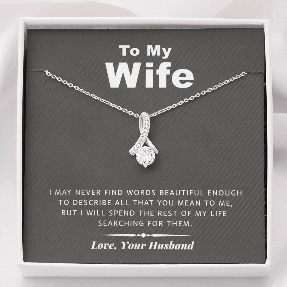 litzzy To my Wife - Never Find Words Alluring Necklace - Necklace Gift For Her, Wife, Girlfriend, Anniversary, Wedding, Valentine, Birthday with Message Card Jewelry Default Title  