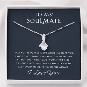 litzzy To My Soulmate - I Got Something Right - Mother's Day Gift For Wife Girlfriend Future Wife - Alluring Necklace - Necklace Gift For Her, Wife, Girlfriend, Anniversary, Wedding, Valentine, Birthday with Message Card Jewelry Standard Box  