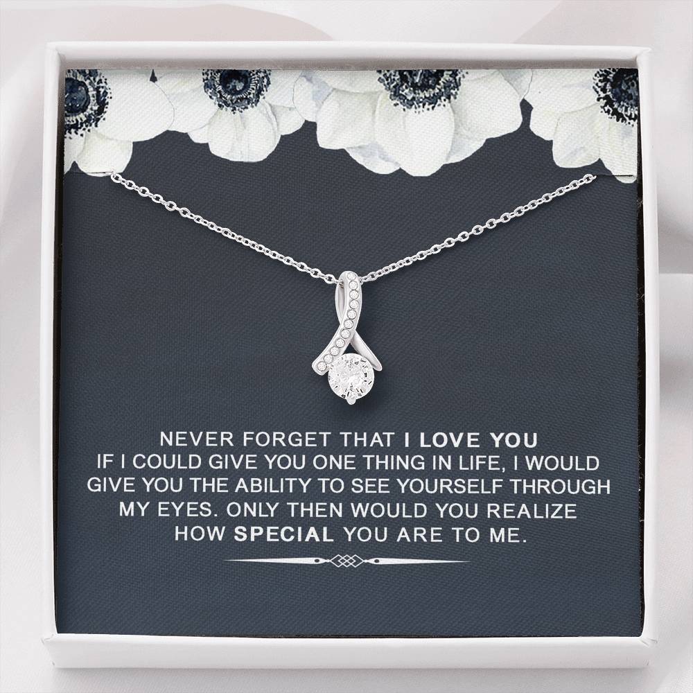 litzzy To My Wife Never Forget That I Love You - PERSONALIZED gift card , Birthday, Anniversary - Necklace Gift For Her, Wife, Girlfriend, Anniversary, Wedding, Valentine, Birthday with Message Card Jewelry Standard Box  