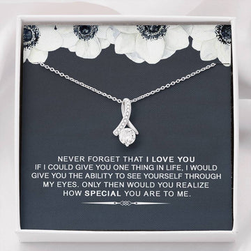 litzzy To My Wife Never Forget That I Love You - PERSONALIZED gift card , Birthday, Anniversary - Necklace Gift For Her, Wife, Girlfriend, Anniversary, Wedding, Valentine, Birthday with Message Card Jewelry Standard Box  