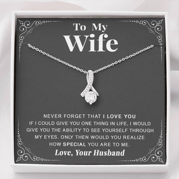 litzzy To my Wife - Never forget that I love you - Necklace Gift For Wife, Girlfriend, Anniversary, Valentine, Birthday with Message Card Jewelry Standard Box  