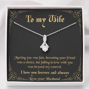 litzzy To my Wife - Meeting you was fate Alluring Necklace - Necklace Gift For Her, Wife, Girlfriend, Anniversary, Wedding, Valentine, Birthday with Message Card Jewelry Default Title  