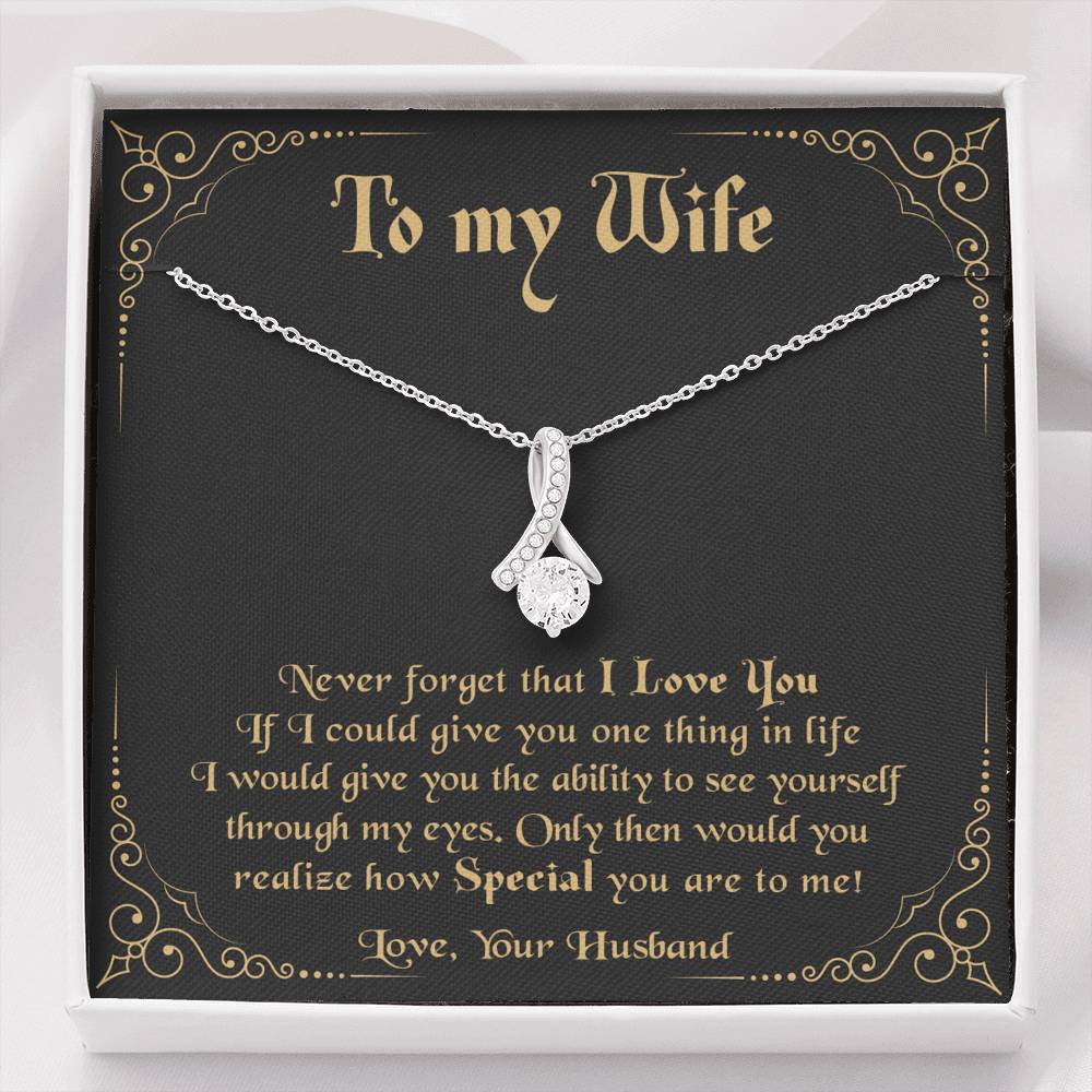 litzzy To My Wife Never Forget That I Love You - Wife Appreciation Day Gift Alluring Necklace - Necklace Gift For Her, Wife, Girlfriend, Anniversary, Wedding, Valentine, Birthday with Message Card Jewelry Default Title  