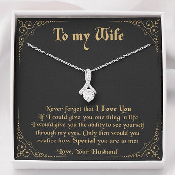 litzzy To My Wife Never Forget That I Love You - Wife Appreciation Day Gift Alluring Necklace - Necklace Gift For Her, Wife, Girlfriend, Anniversary, Wedding, Valentine, Birthday with Message Card Jewelry Default Title  