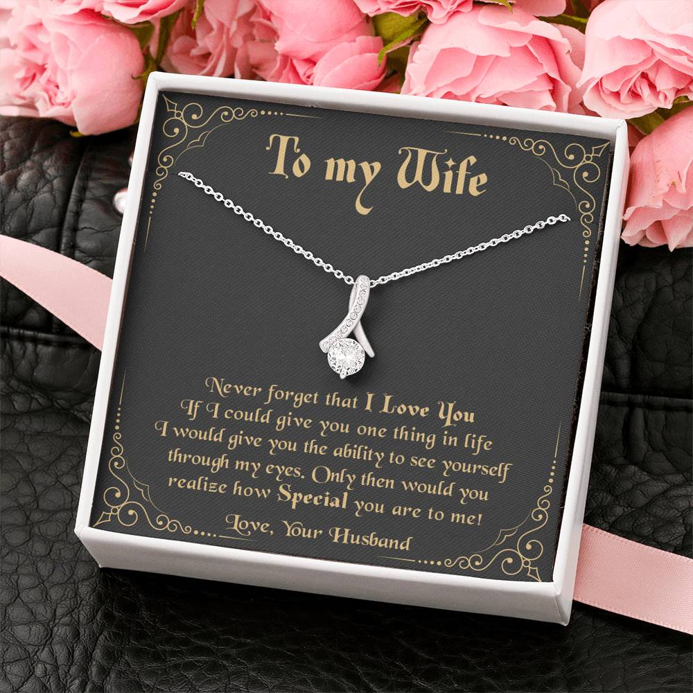 litzzy To My Wife Never Forget That I Love You - Wife Appreciation Day Gift Alluring Necklace - Necklace Gift For Her, Wife, Girlfriend, Anniversary, Wedding, Valentine, Birthday with Message Card Jewelry   