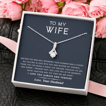 litzzy To My Wife - Great Life Partner - Alluring Beauty Necklace - Necklace Gift For Her, Wife, Girlfriend, Anniversary, Wedding, Valentine, Birthday with Message Card Jewelry   
