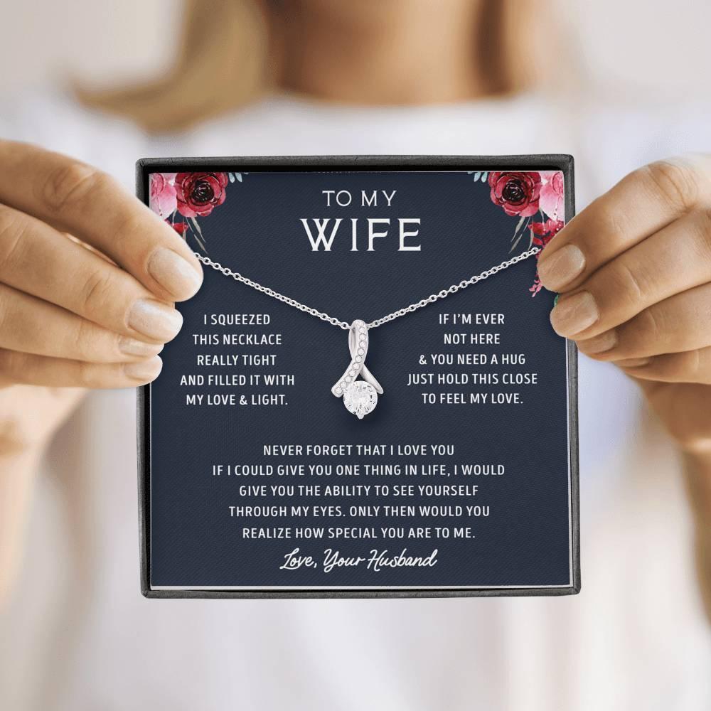 litzzy To My Wife - Never Forget That I Love You - Alluring Beauty Necklace - Necklace Gift For Her, Wife, Girlfriend, Anniversary, Wedding, Valentine, Birthday with Message Card Jewelry   