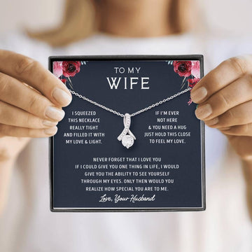 litzzy To My Wife - Never Forget That I Love You - Alluring Beauty Necklace - Necklace Gift For Her, Wife, Girlfriend, Anniversary, Wedding, Valentine, Birthday with Message Card Jewelry   