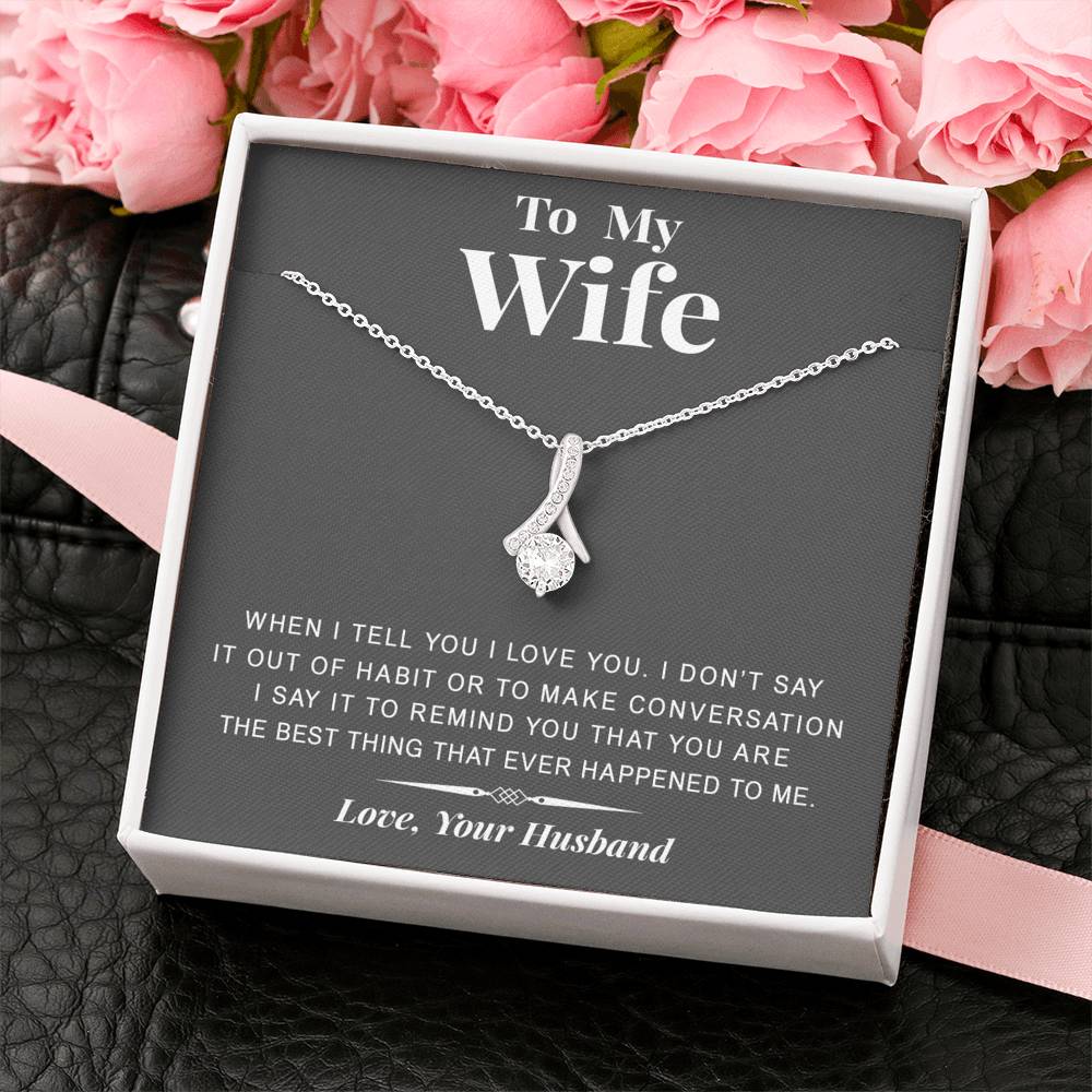 litzzy To my Wife - The best thing - Gift For Valentine, Birthday, Anniversary - Alluring Necklace - Necklace Gift For Her, Wife, Girlfriend, Anniversary, Wedding, Valentine, Birthday with Message Card Jewelry   