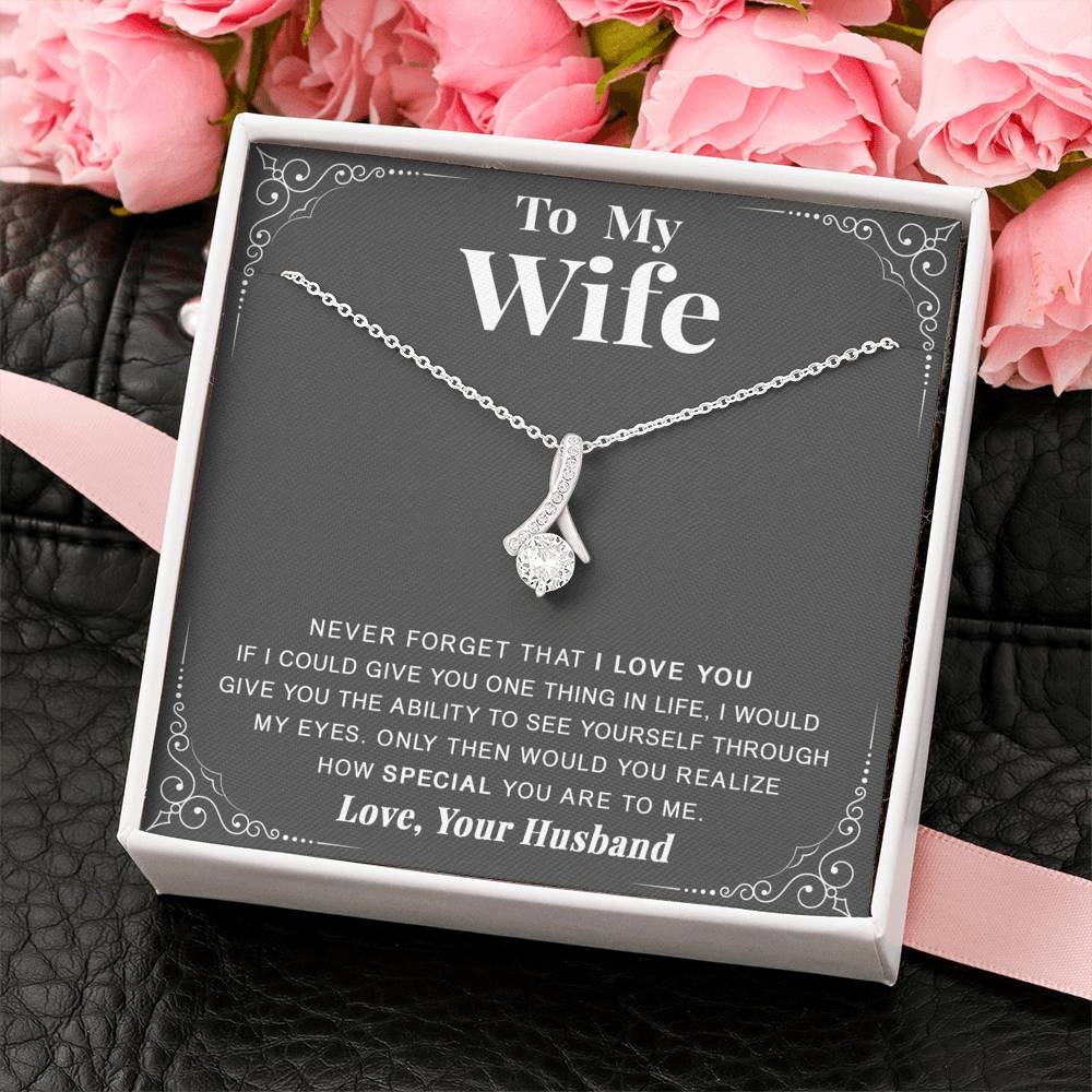 litzzy To my Wife - Never forget that I love you - Necklace Gift For Wife, Girlfriend, Anniversary, Valentine, Birthday with Message Card Jewelry   