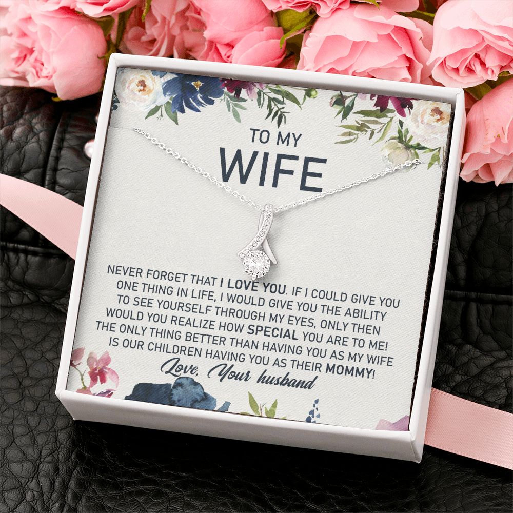 litzzy To My Wife, The Only Thing Better Than Having You As My Wife Is Our Children Having You As Their Mommy - Alluring Necklace - Necklace Gift For Her, Wife, Girlfriend, Anniversary, Wedding, Valentine, Birthday with Message Card Jewelry   