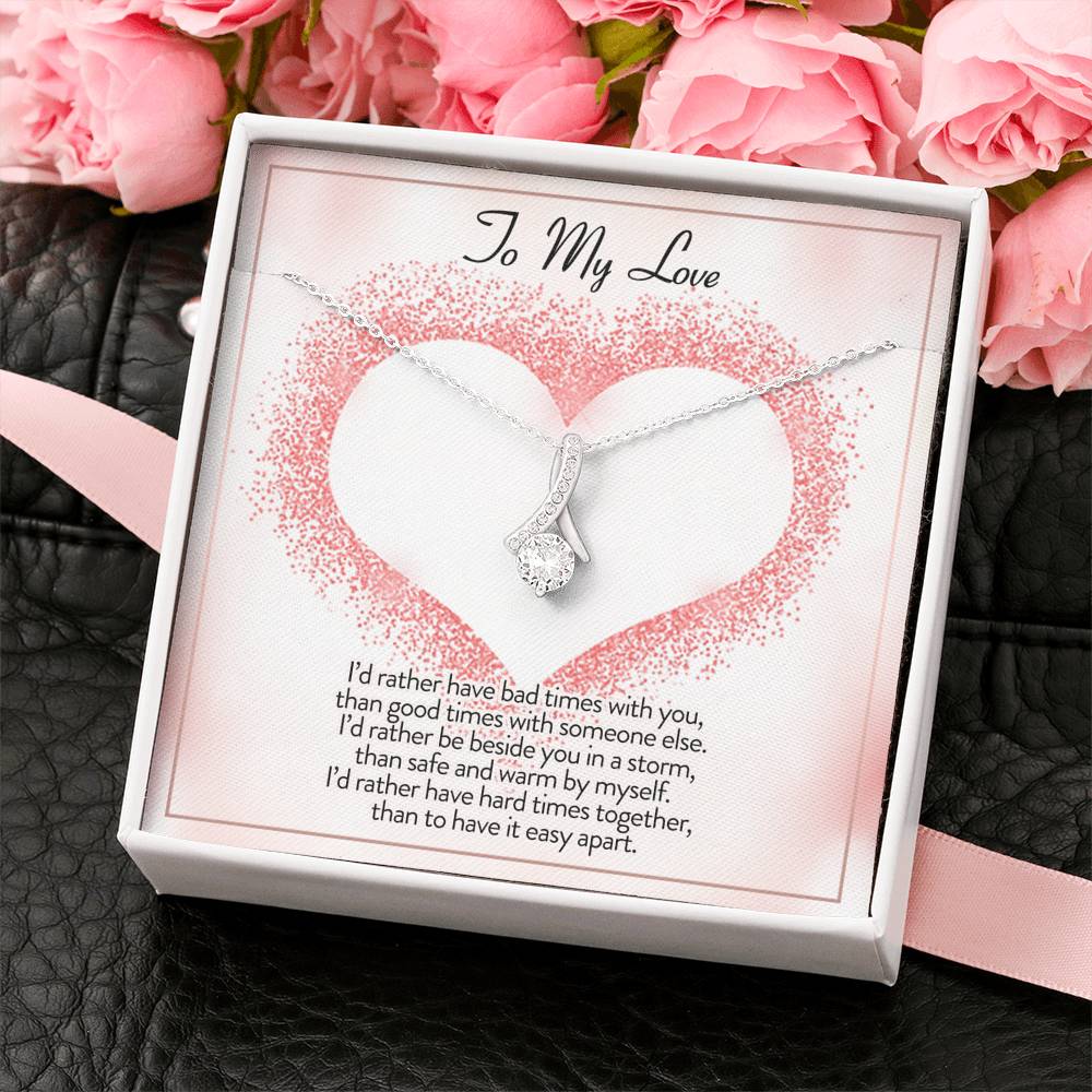 litzzy To My Love I'd Rather Be Alluring Beauty Necklace - Gifts For Wife Necklace Valentines Day Custom Made Romantic Gift For My Best Wife Ever Jewelry   