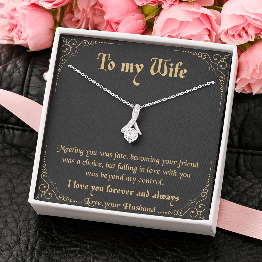 litzzy To my Wife - Meeting you was fate Alluring Necklace - Necklace Gift For Her, Wife, Girlfriend, Anniversary, Wedding, Valentine, Birthday with Message Card Jewelry   