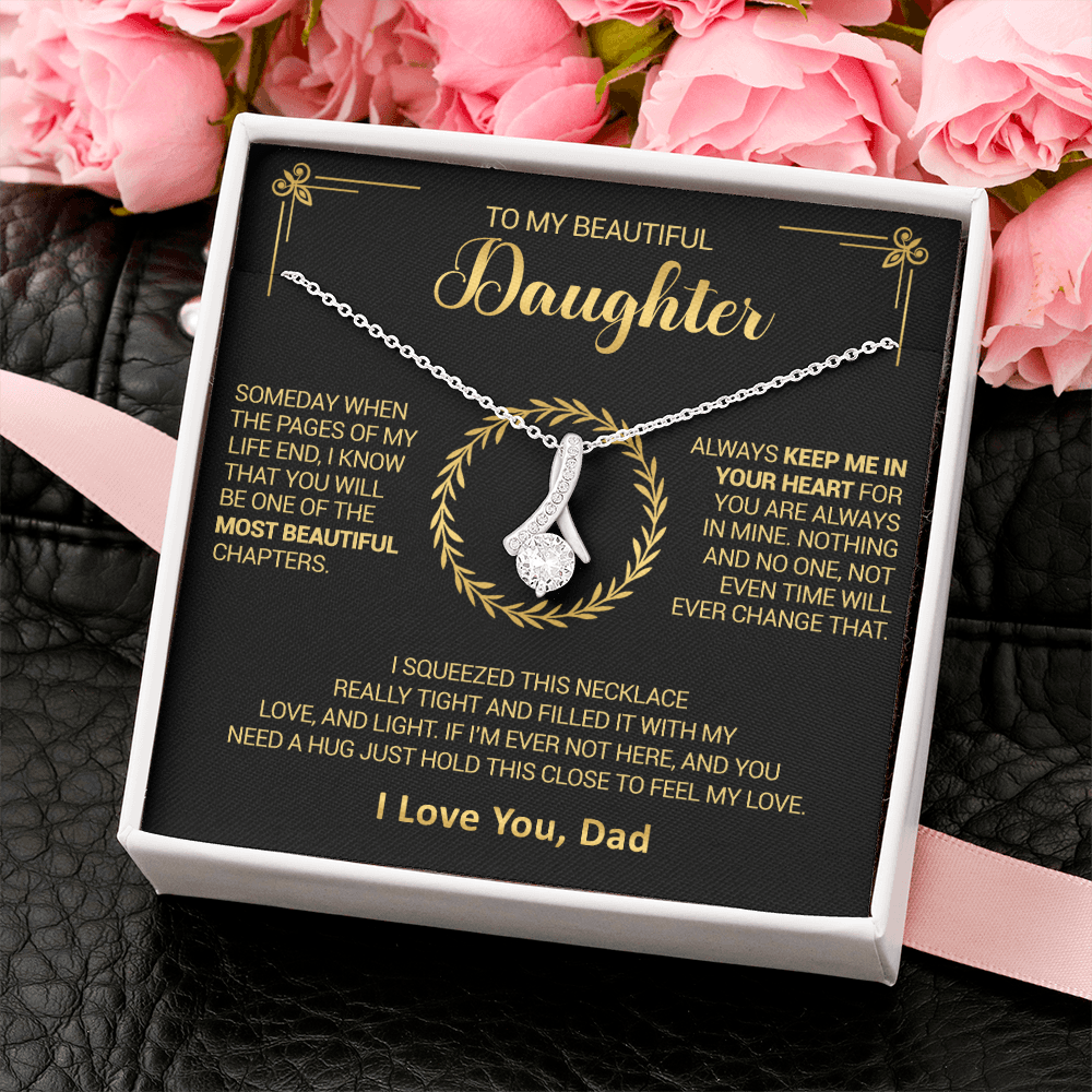 litzzy To My Beautiful Daughter - Always Keep Me In Your Heart - Alluring Beauty Necklace jewelry   