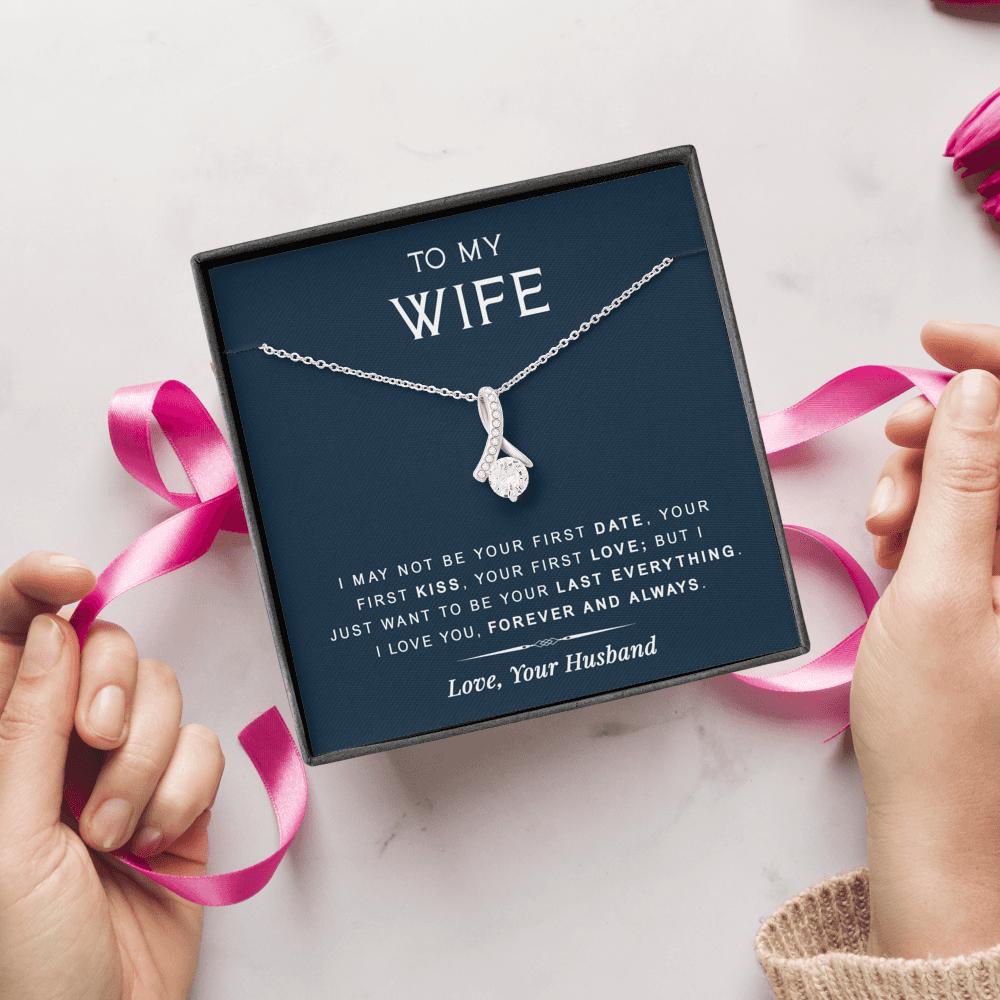 litzzy To My Wife - Last Everything - Gift For Birthday, Anniversary - Necklace Gift For Her, Wife, Girlfriend, Anniversary, Wedding, Valentine, Birthday with Message Card Jewelry   