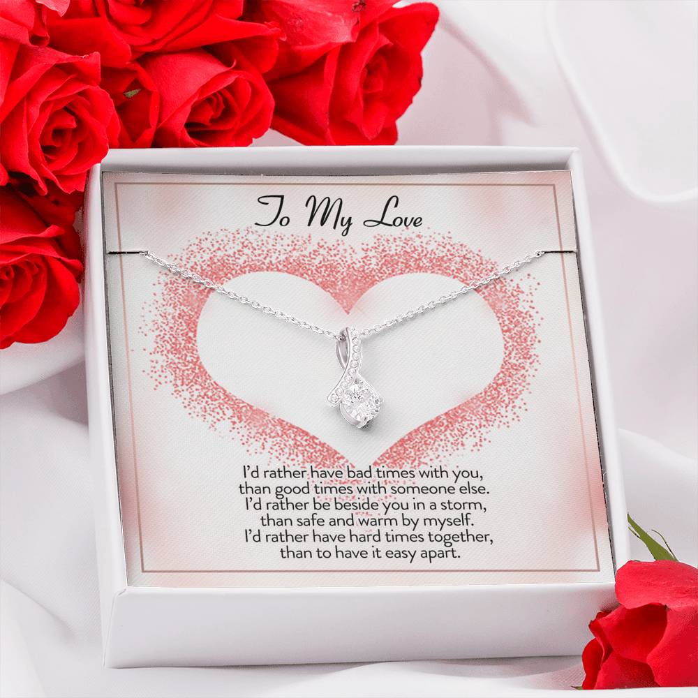litzzy To My Love I'd Rather Be Alluring Beauty Necklace - Gifts For Wife Necklace Valentines Day Custom Made Romantic Gift For My Best Wife Ever Jewelry   