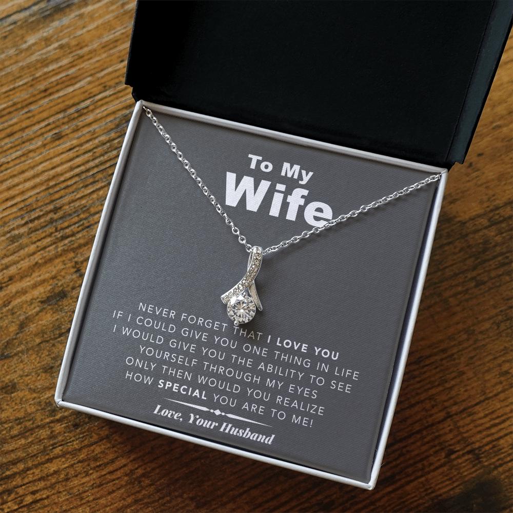litzzy To My Wife Never Forget That I Love You - Gift For Christmas, Birthday, Anniversary - Necklace Gift For Her, Wife, Girlfriend, Anniversary, Wedding, Valentine, Birthday with Message Card Jewelry   