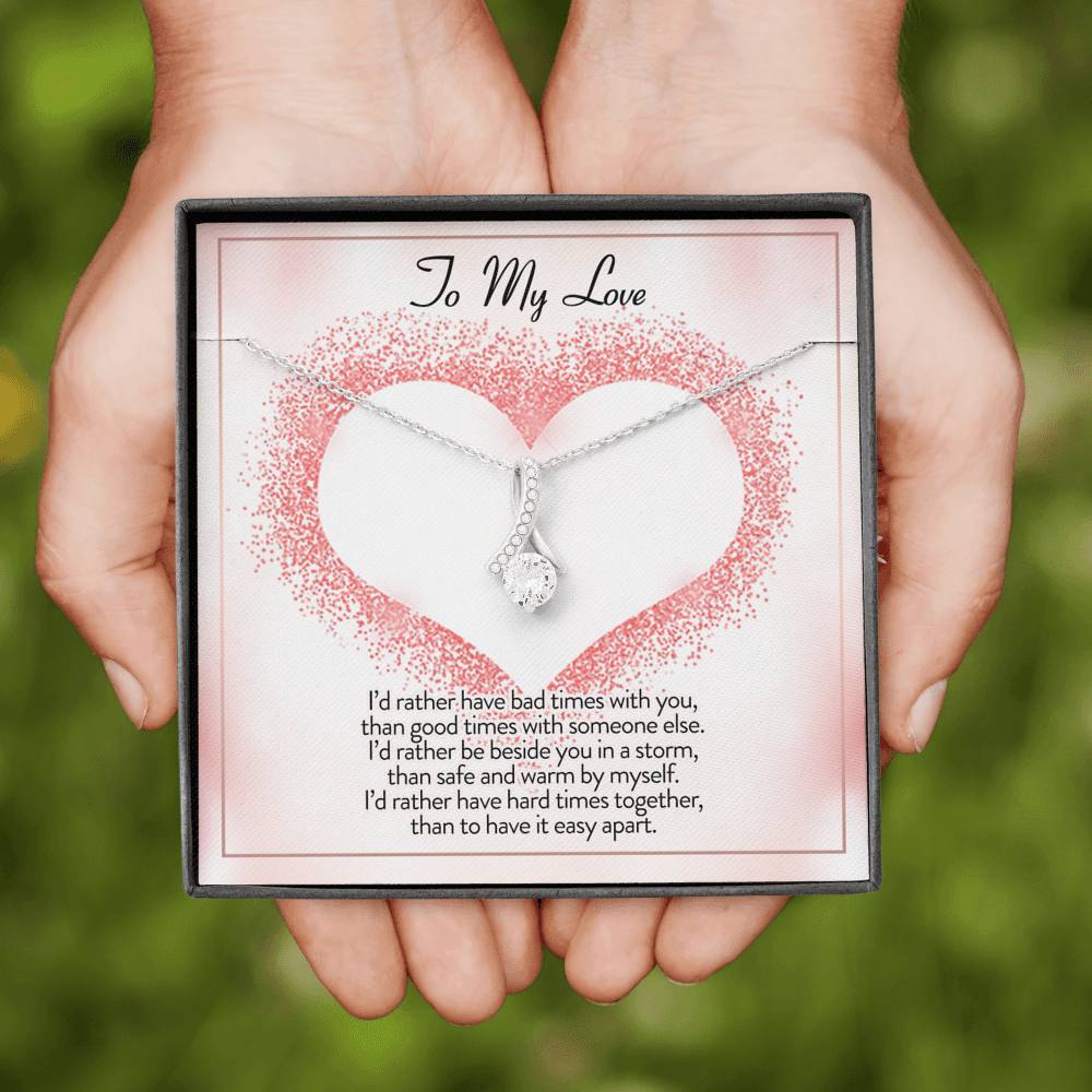 litzzy To My Love I'd Rather Be Alluring Beauty Necklace - Gifts For Wife Necklace Valentines Day Custom Made Romantic Gift For My Best Wife Ever Jewelry   