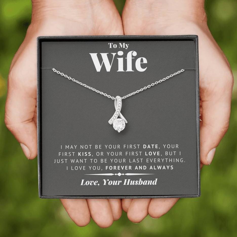 litzzy To My Wife - Last Everything Alluring Necklace - Necklace Gift For Her, Wife, Girlfriend, Anniversary, Wedding, Valentine, Birthday with Message Card Jewelry Standard Box  