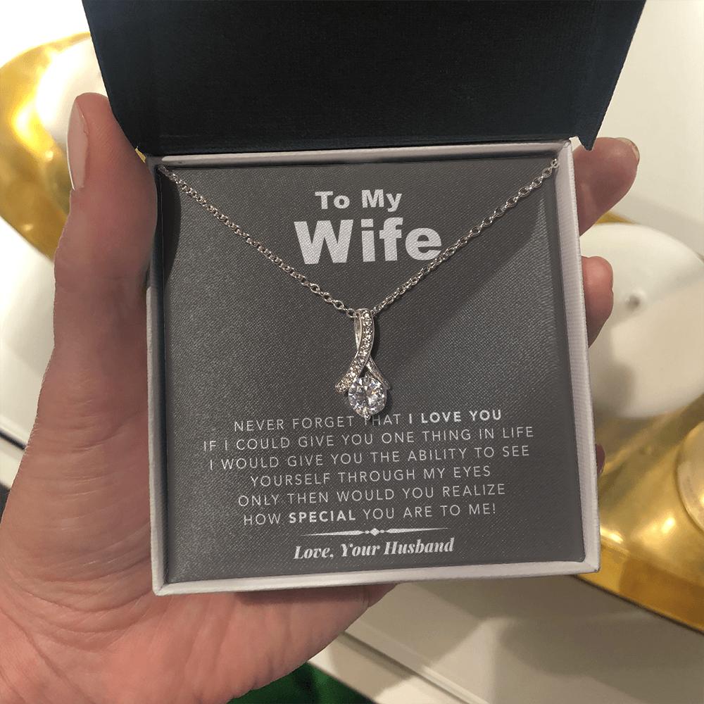 litzzy To My Wife Never Forget That I Love You - Gift For Christmas, Birthday, Anniversary - Necklace Gift For Her, Wife, Girlfriend, Anniversary, Wedding, Valentine, Birthday with Message Card Jewelry   