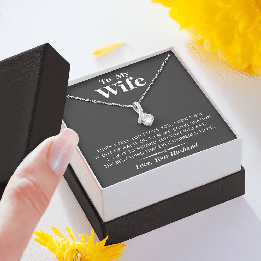litzzy To my Wife - The best thing - Gift For Valentine, Birthday, Anniversary - Alluring Necklace - Necklace Gift For Her, Wife, Girlfriend, Anniversary, Wedding, Valentine, Birthday with Message Card Jewelry   