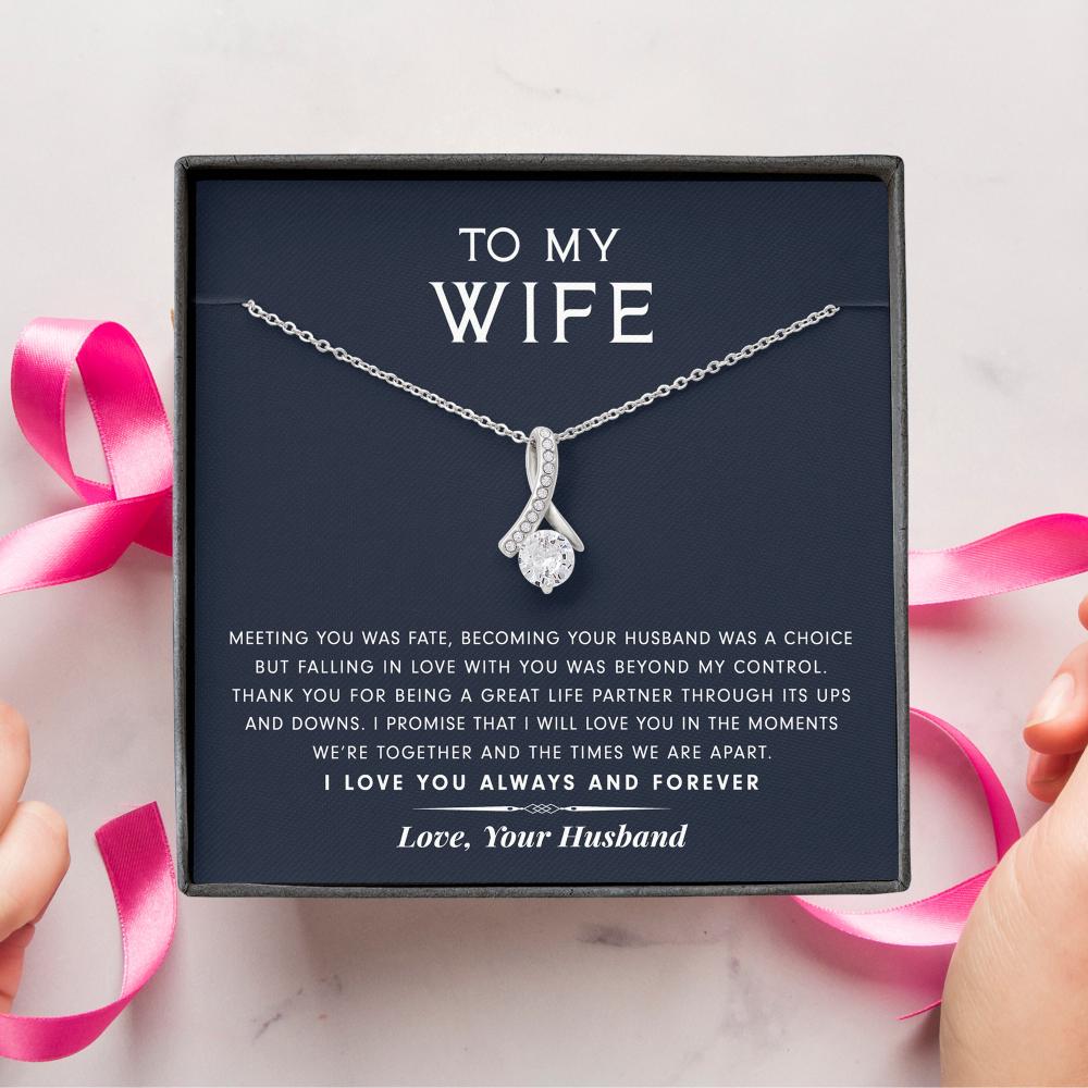 litzzy To My Wife - Great Life Partner - Alluring Beauty Necklace - Necklace Gift For Her, Wife, Girlfriend, Anniversary, Wedding, Valentine, Birthday with Message Card Jewelry   