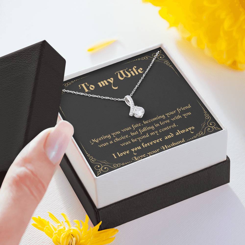 litzzy To my Wife - Meeting you was fate Alluring Necklace - Necklace Gift For Her, Wife, Girlfriend, Anniversary, Wedding, Valentine, Birthday with Message Card Jewelry   