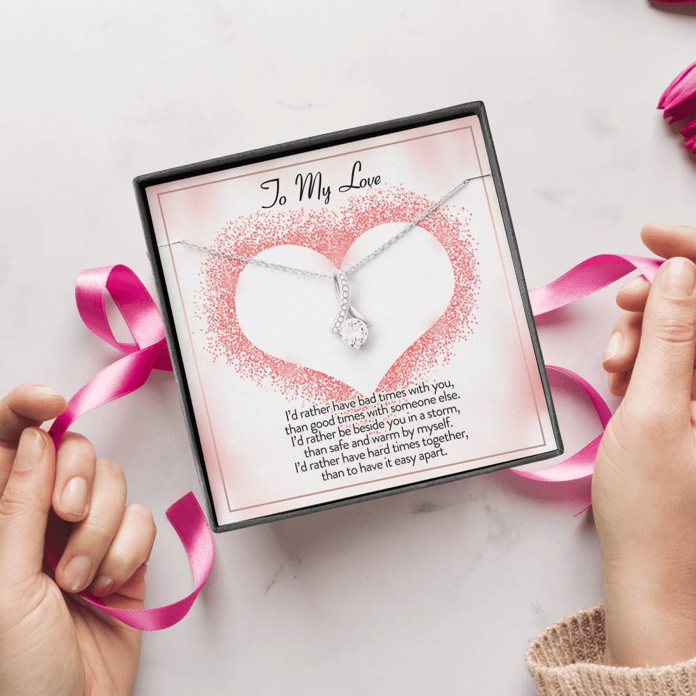 litzzy To My Love I'd Rather Be Alluring Beauty Necklace - Gifts For Wife Necklace Valentines Day Custom Made Romantic Gift For My Best Wife Ever Jewelry   
