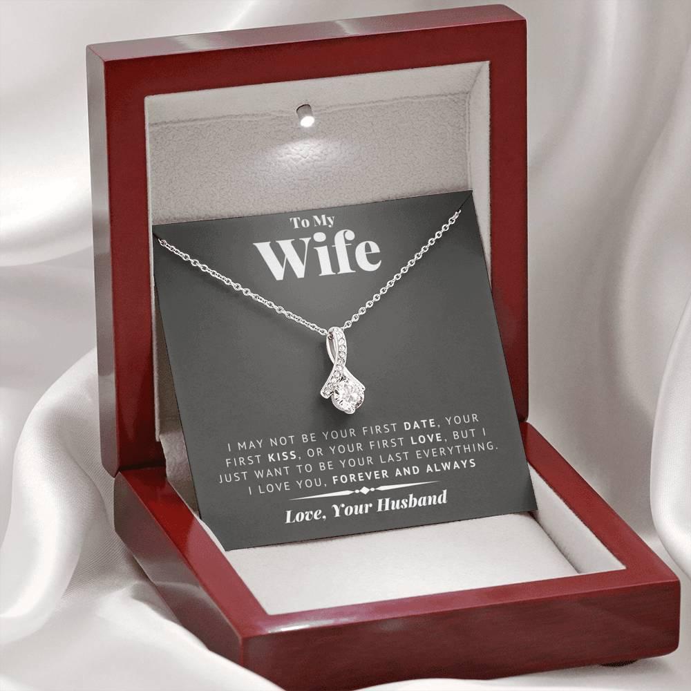 litzzy To My Wife - Last Everything Alluring Necklace - Necklace Gift For Her, Wife, Girlfriend, Anniversary, Wedding, Valentine, Birthday with Message Card Jewelry   