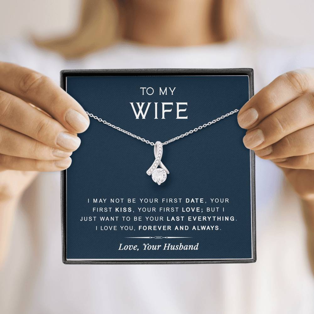 litzzy To My Wife - Last Everything - Gift For Birthday, Anniversary - Necklace Gift For Her, Wife, Girlfriend, Anniversary, Wedding, Valentine, Birthday with Message Card Jewelry   