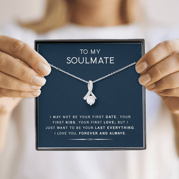 litzzy To My Soulmate - Last Everything - Gift For Birthday, Anniversary - Necklace Gift For Her, Wife, Girlfriend, Anniversary, Wedding, Valentine, Birthday with Message Card Jewelry   