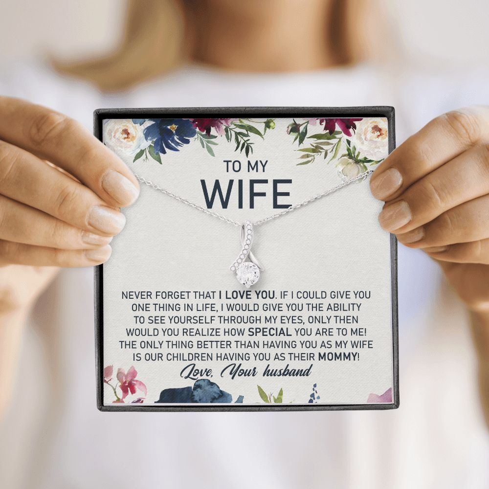 litzzy To My Wife, The Only Thing Better Than Having You As My Wife Is Our Children Having You As Their Mommy - Alluring Necklace - Necklace Gift For Her, Wife, Girlfriend, Anniversary, Wedding, Valentine, Birthday with Message Card Jewelry   