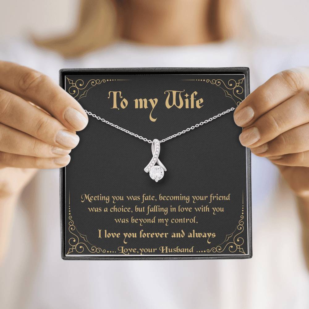 litzzy To my Wife - Meeting you was fate Alluring Necklace - Necklace Gift For Her, Wife, Girlfriend, Anniversary, Wedding, Valentine, Birthday with Message Card Jewelry   