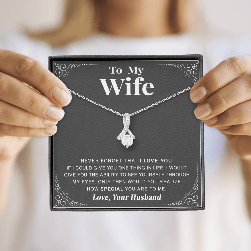 litzzy To my Wife - Never forget that I love you - Necklace Gift For Wife, Girlfriend, Anniversary, Valentine, Birthday with Message Card Jewelry   