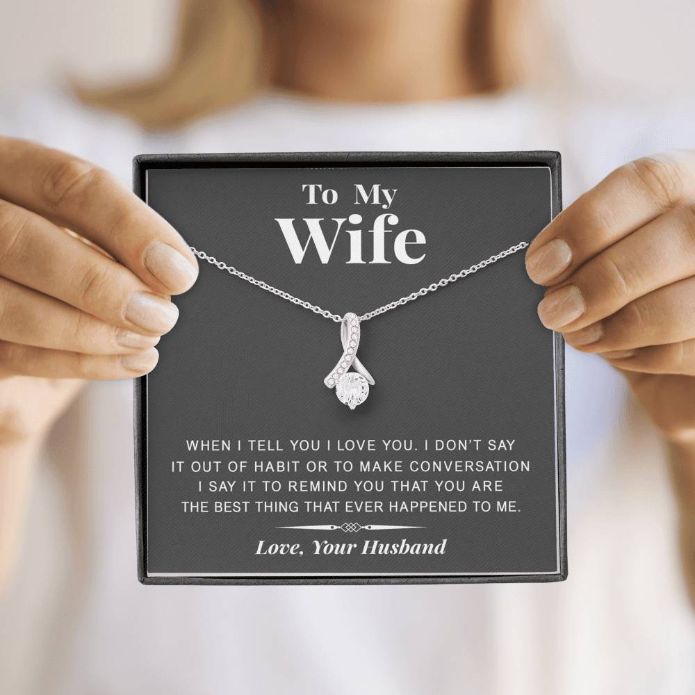 litzzy To my Wife - The best thing - Gift For Valentine, Birthday, Anniversary - Alluring Necklace - Necklace Gift For Her, Wife, Girlfriend, Anniversary, Wedding, Valentine, Birthday with Message Card Jewelry   