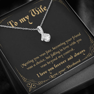 litzzy To my Wife - Meeting you was fate Alluring Necklace - Necklace Gift For Her, Wife, Girlfriend, Anniversary, Wedding, Valentine, Birthday with Message Card Jewelry   
