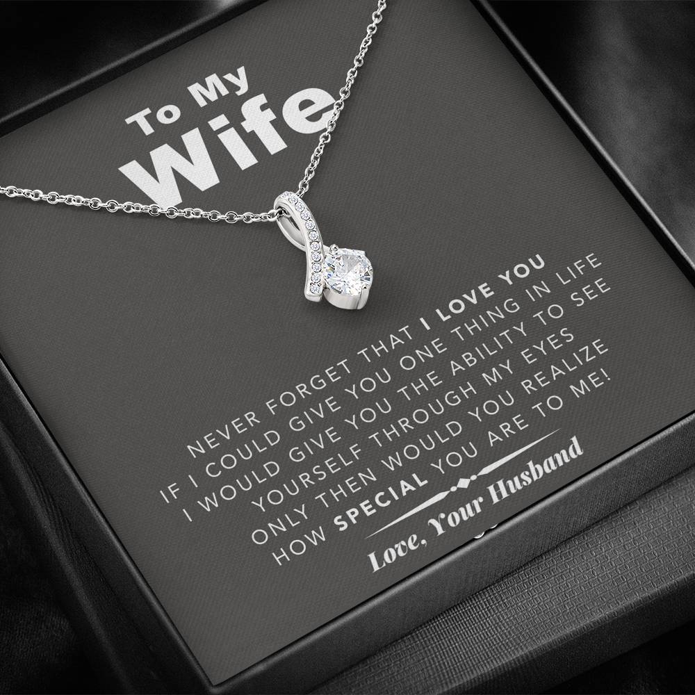 litzzy To My Wife Never Forget That I Love You - Gift For Christmas, Birthday, Anniversary - Necklace Gift For Her, Wife, Girlfriend, Anniversary, Wedding, Valentine, Birthday with Message Card Jewelry Standard Box  