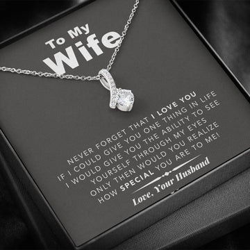 litzzy To My Wife Never Forget That I Love You - Gift For Christmas, Birthday, Anniversary - Necklace Gift For Her, Wife, Girlfriend, Anniversary, Wedding, Valentine, Birthday with Message Card Jewelry Standard Box  