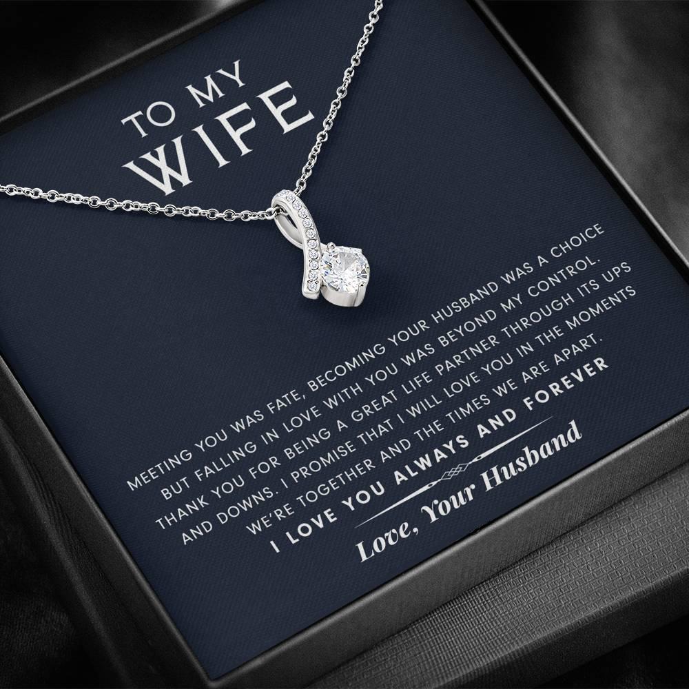 litzzy To My Wife - Great Life Partner - Alluring Beauty Necklace - Necklace Gift For Her, Wife, Girlfriend, Anniversary, Wedding, Valentine, Birthday with Message Card Jewelry Standard Box  