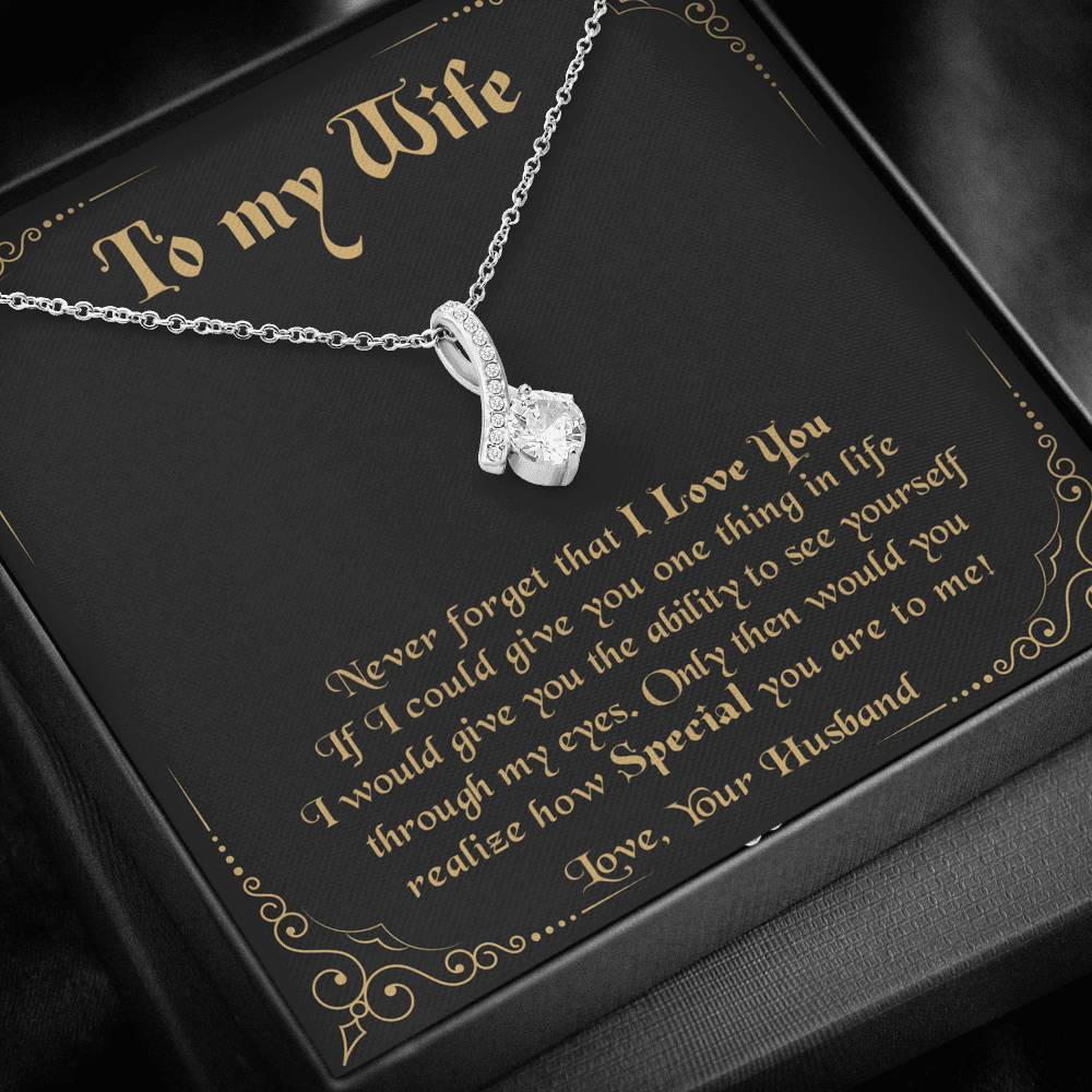 litzzy To My Wife Never Forget That I Love You - Wife Appreciation Day Gift Alluring Necklace - Necklace Gift For Her, Wife, Girlfriend, Anniversary, Wedding, Valentine, Birthday with Message Card Jewelry   