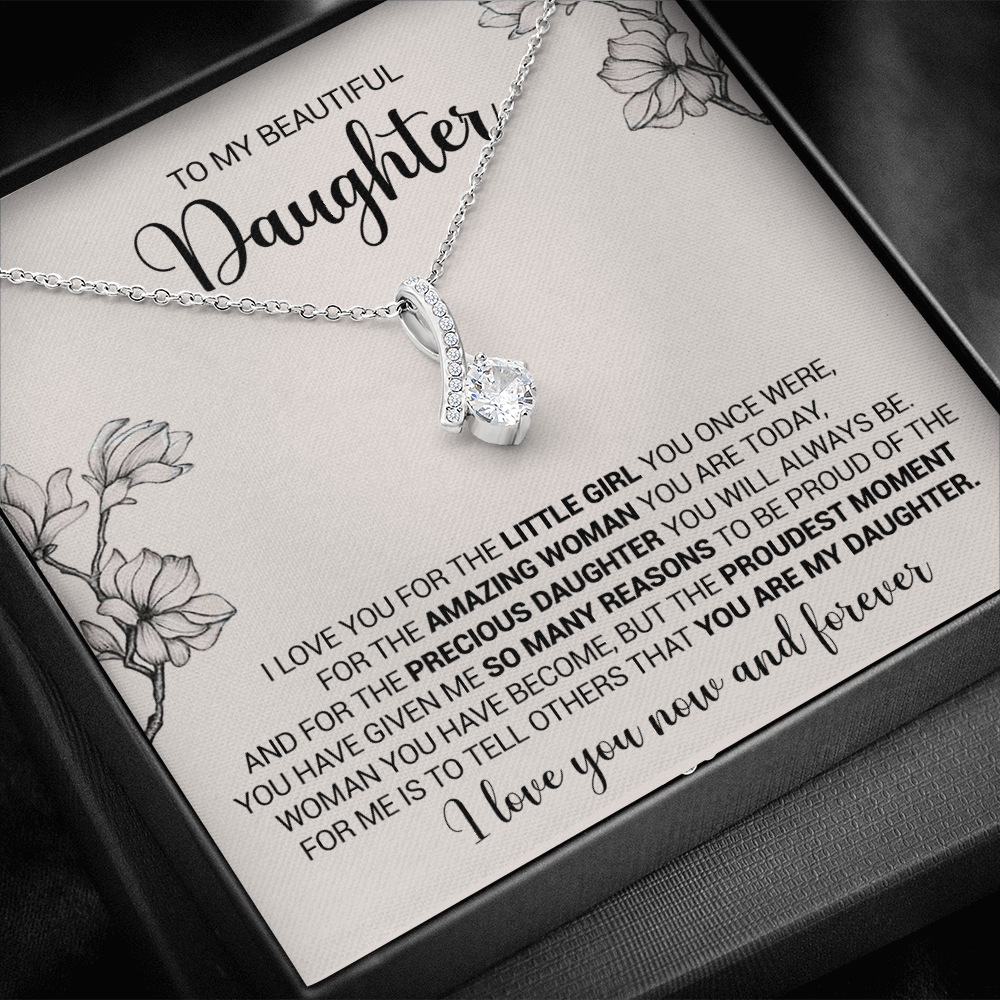 litzzy To My Beautiful Daughter - I Love You For The Little Girl You Once Were - Alluring Necklace jewelry Two Toned Box  